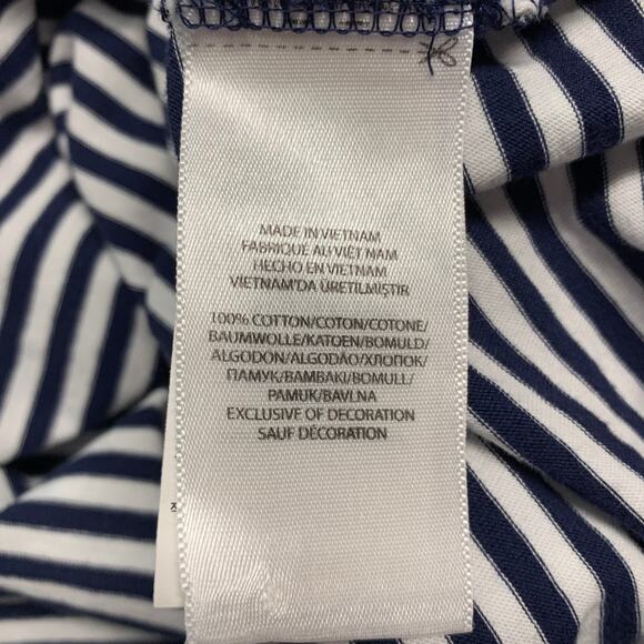 RALPH LAUREN Size XL Navy White Stripe Cotton Short Sleeve Polo - Picture 6 of 8